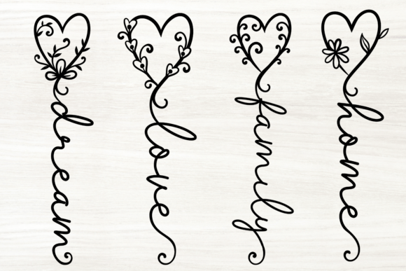 Boho Heart Floral Inspirational Quote SVG Graphics
