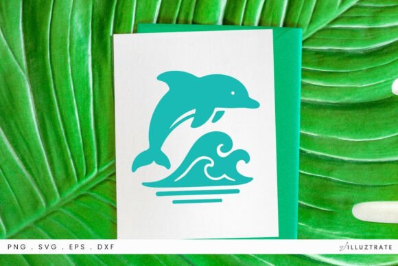 Dolphin Jumping Wave SVG Clipart for Graphics & Crafts