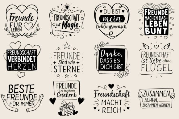 German Friendship Sayings Plotter File: Graphics for Crafts & Content